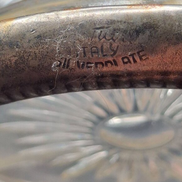 Set Of 4 Vintage Silverplate Rims & Starburst Glass Coasters Made In Italy - Picture 2 of 7